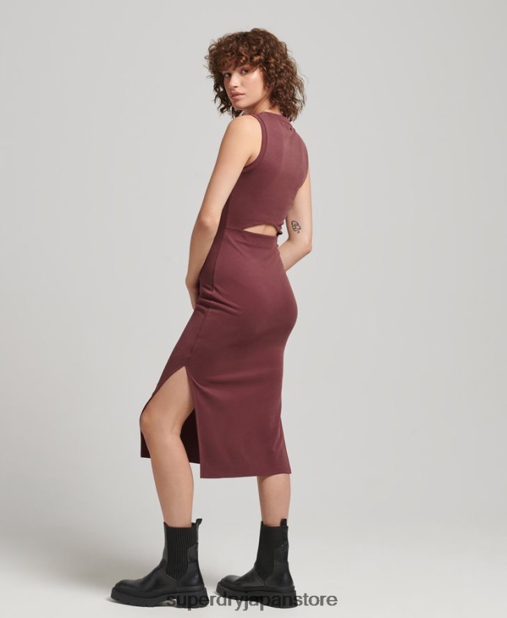 バックディテール ジャージー ミディドレス 女性 Superdry 衣類 赤 2J62PZ2491