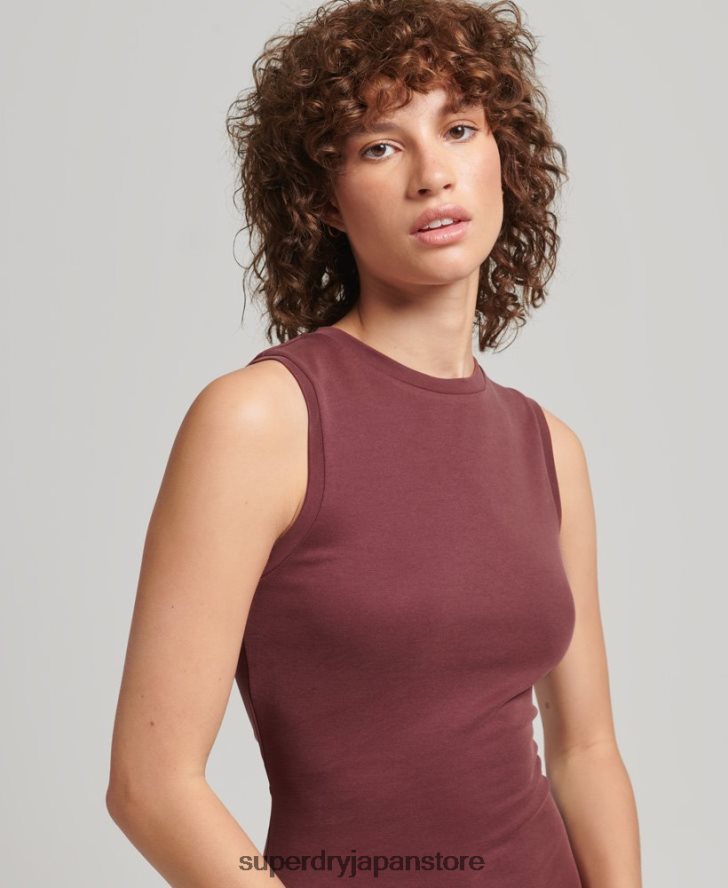 バックディテール ジャージー ミディドレス 女性 Superdry 衣類 赤 2J62PZ2491