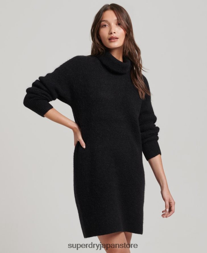 ニットロールネックジャンパードレス 女性 Superdry 衣類 黒 2J62PZ2495