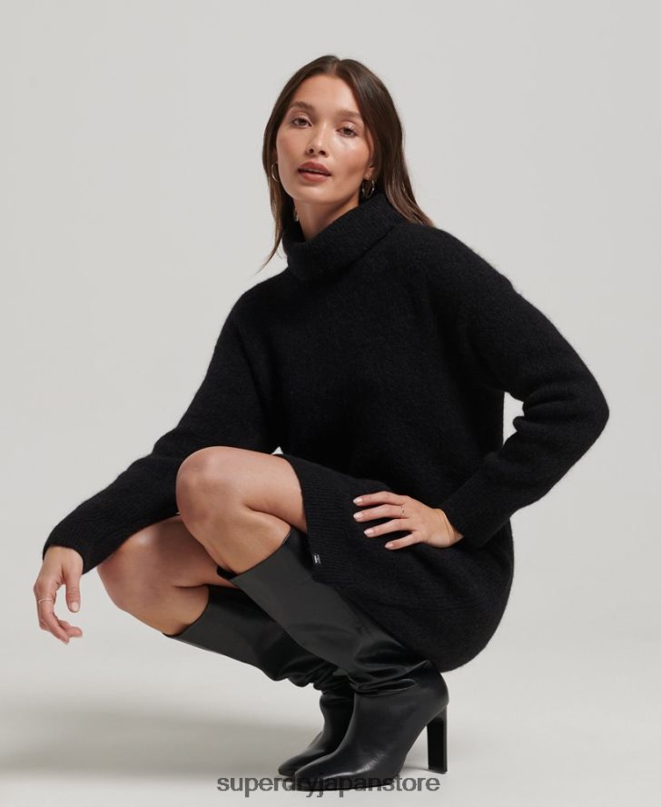 ニットロールネックジャンパードレス 女性 Superdry 衣類 黒 2J62PZ2495