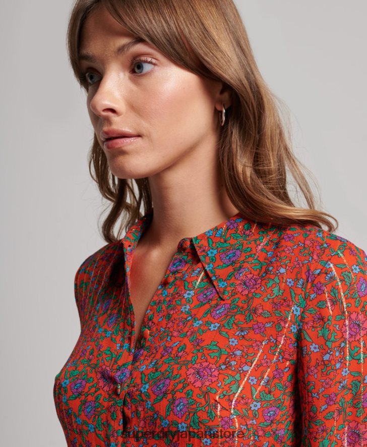 スタジオボタンフロントドレス 女性 Superdry 衣類 オレンジ 2J62PZ2499
