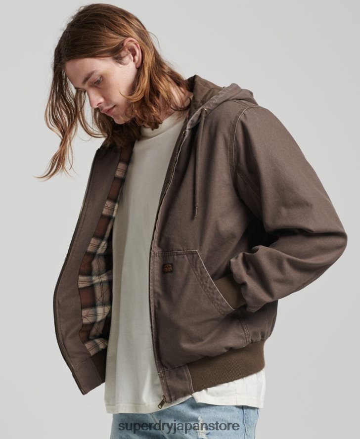 作業着パーカー 男性 Superdry 衣類 茶色 2J62PZ25