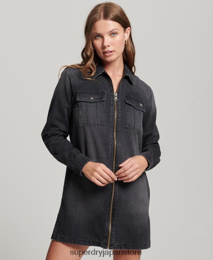 デニムシャツドレス 女性 Superdry 衣類 濃い灰色 2J62PZ2506