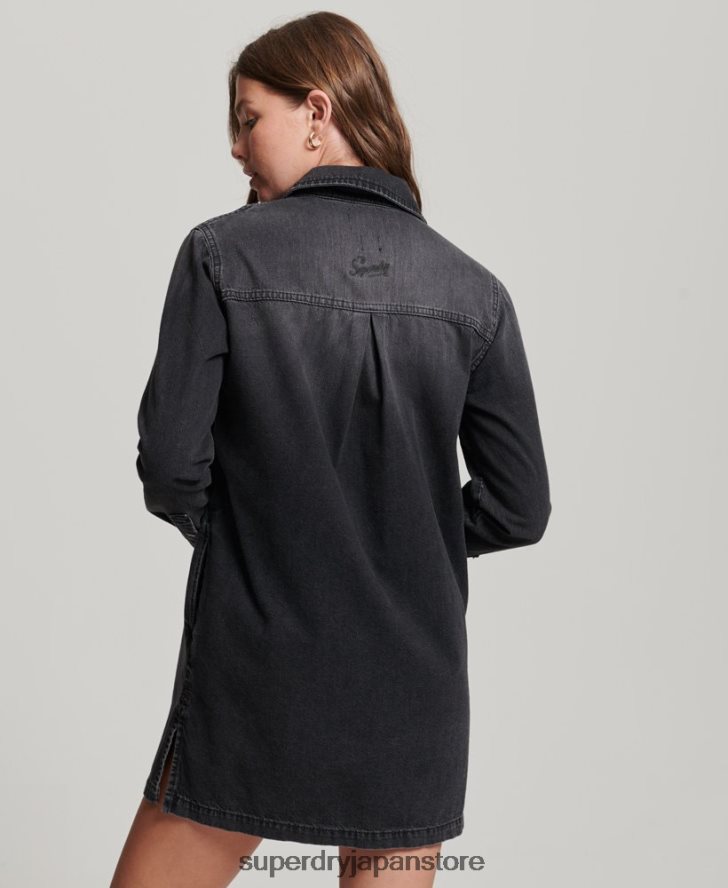 デニムシャツドレス 女性 Superdry 衣類 濃い灰色 2J62PZ2506