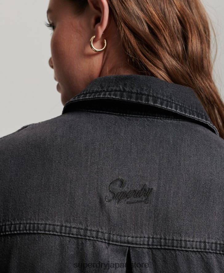 デニムシャツドレス 女性 Superdry 衣類 濃い灰色 2J62PZ2506