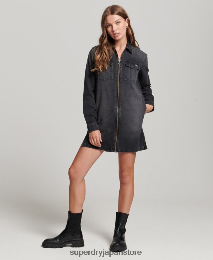 デニムシャツドレス 女性 Superdry 衣類 濃い灰色 2J62PZ2506