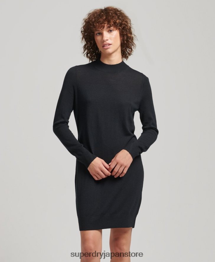 メリノニットドレス 女性 Superdry 衣類 黒 2J62PZ2508