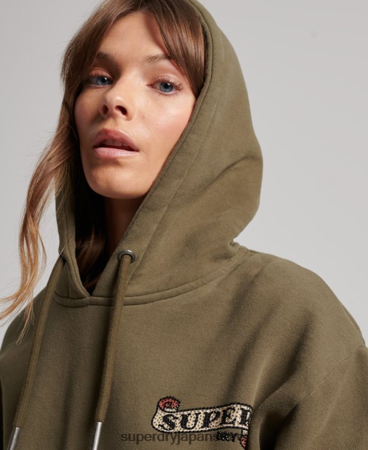 タトゥーパーカースウェットドレス 女性 Superdry 衣類 緑 2J62PZ2517