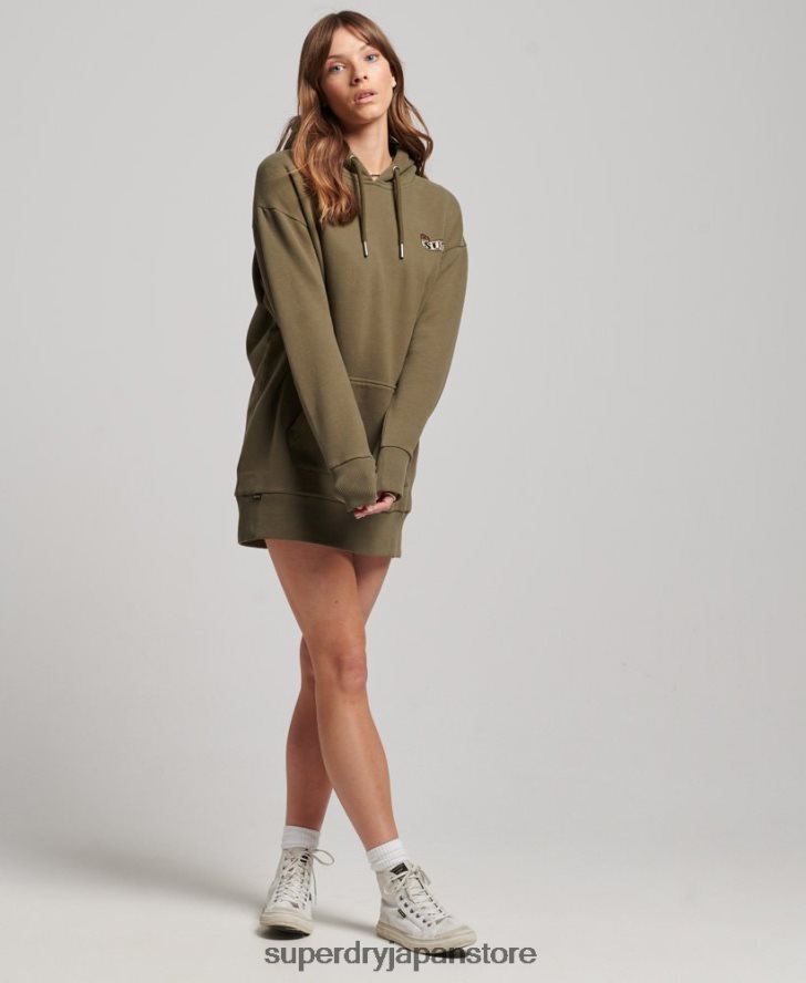 タトゥーパーカースウェットドレス 女性 Superdry 衣類 緑 2J62PZ2517