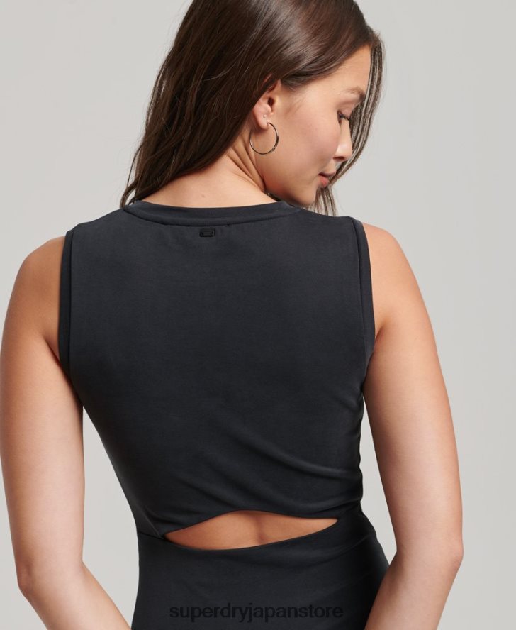 バックディテール ジャージー ミディドレス 女性 Superdry 衣類 黒 2J62PZ2518