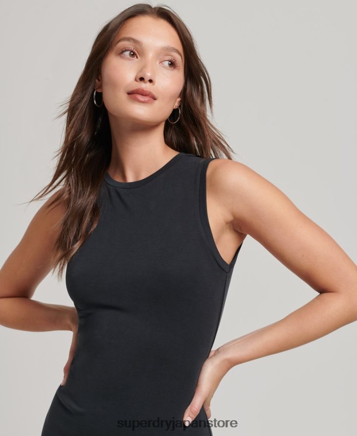 バックディテール ジャージー ミディドレス 女性 Superdry 衣類 黒 2J62PZ2518