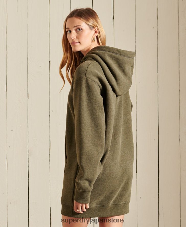 ヴィンテージロゴ刺繍パーカードレス 女性 Superdry 衣類 カーキ 2J62PZ2521