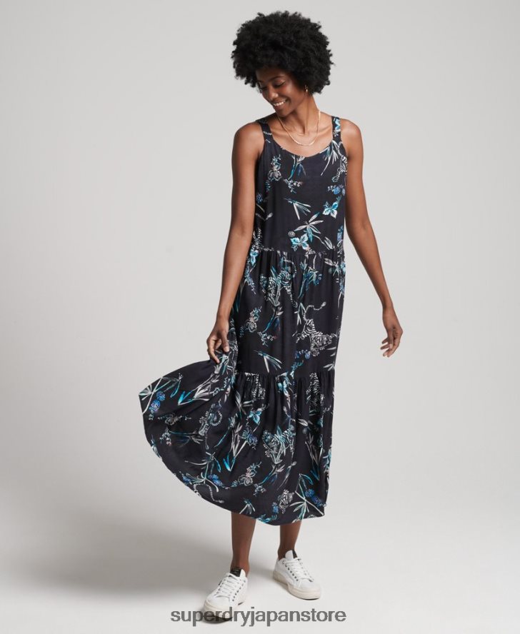 スタジオウーブンマキシドレス 女性 Superdry 衣類 海軍 2J62PZ2528
