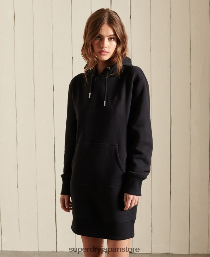 ヴィンテージロゴ刺繍パーカードレス 女性 Superdry 衣類 黒 2J62PZ2532