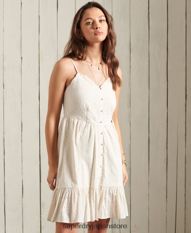 ブロデリー ミニドレス 女性 Superdry 衣類 クリーム 2J62PZ2544