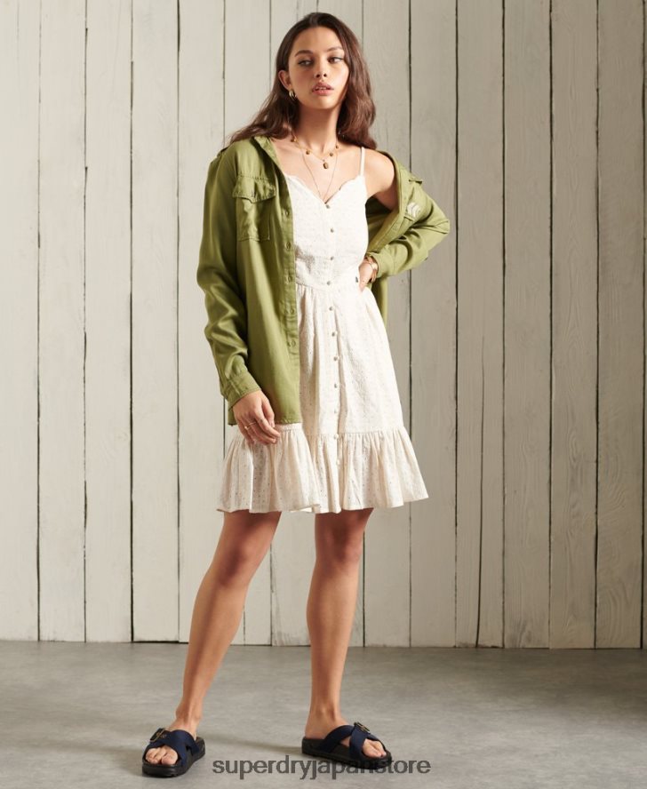ブロデリー ミニドレス 女性 Superdry 衣類 クリーム 2J62PZ2544