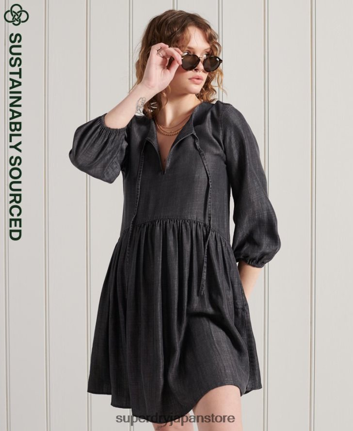 長袖テンセルドレス 女性 Superdry 衣類 黒 2J62PZ2549