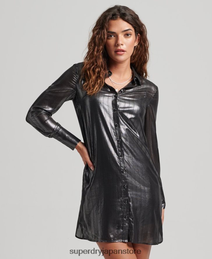 スパークルシャツドレス 女性 Superdry 衣類 黒 2J62PZ2551