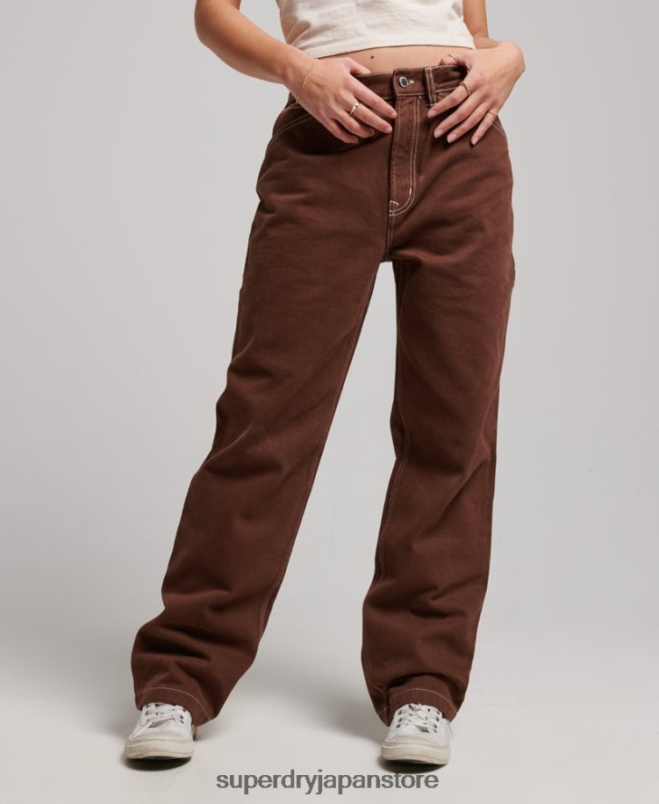 コントラストのあるカーペンターパンツ 女性 Superdry 衣類 茶色 2J62PZ2555