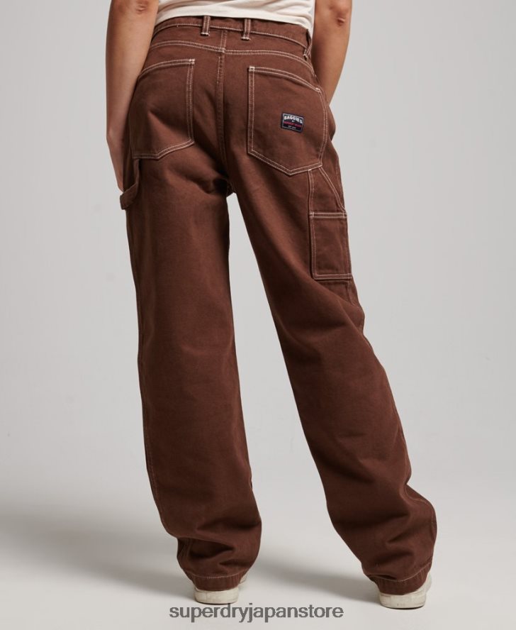 コントラストのあるカーペンターパンツ 女性 Superdry 衣類 茶色 2J62PZ2555