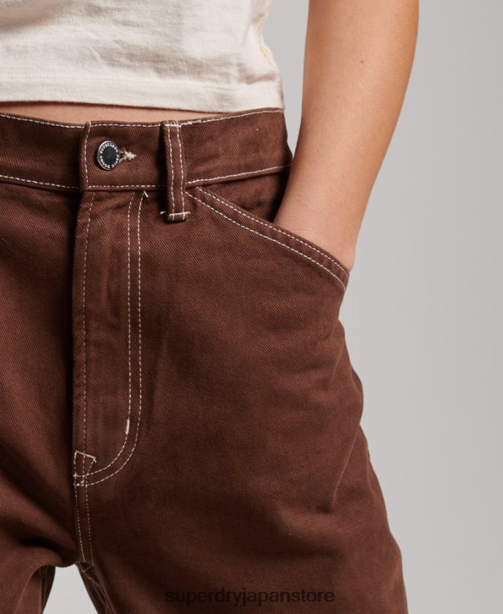 コントラストのあるカーペンターパンツ 女性 Superdry 衣類 茶色 2J62PZ2555