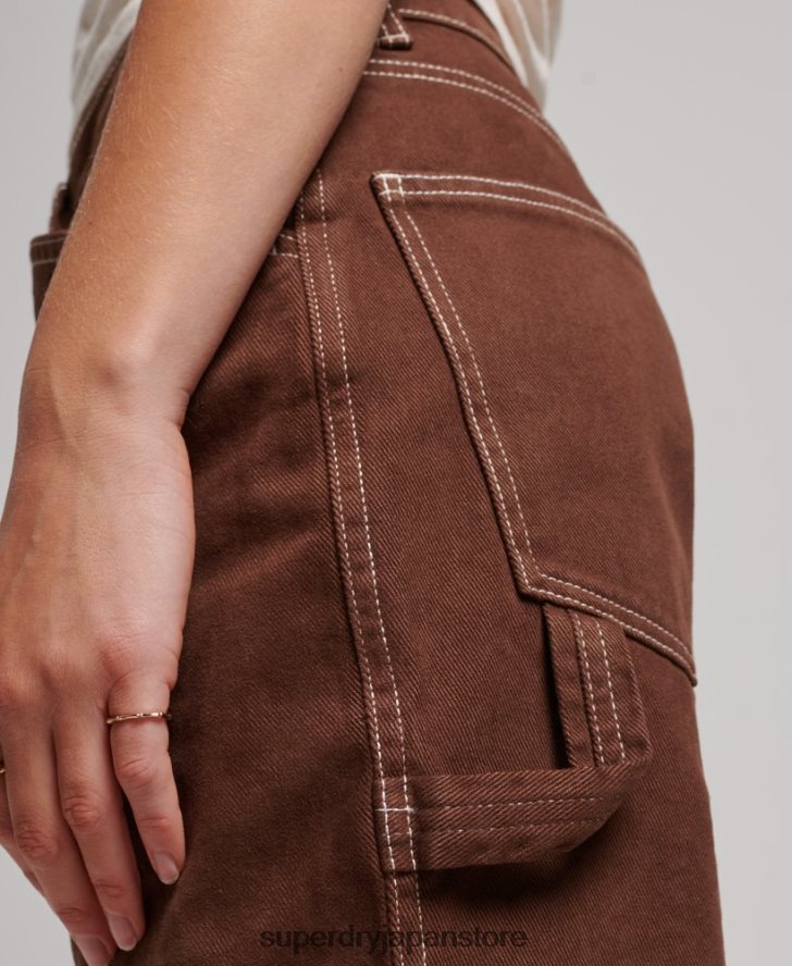 コントラストのあるカーペンターパンツ 女性 Superdry 衣類 茶色 2J62PZ2555