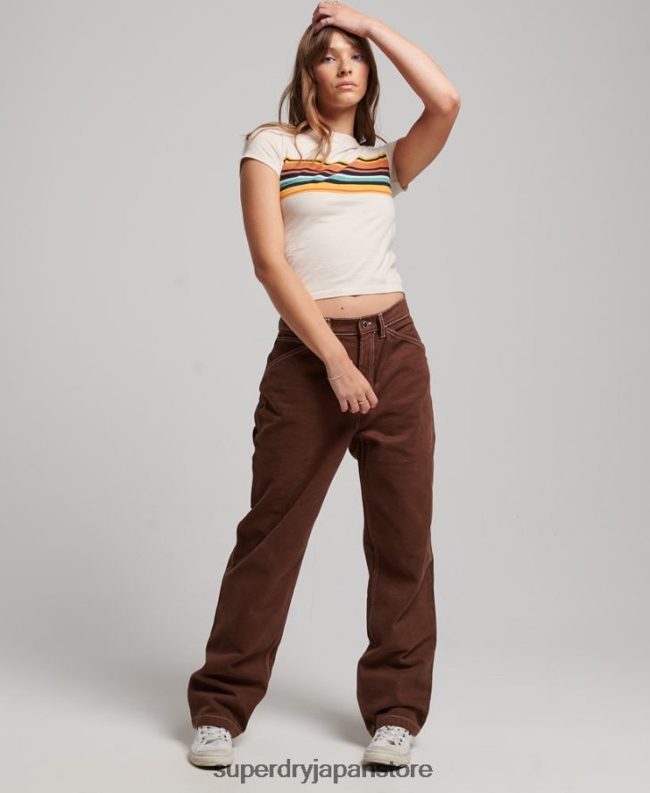 コントラストのあるカーペンターパンツ 女性 Superdry 衣類 茶色 2J62PZ2555