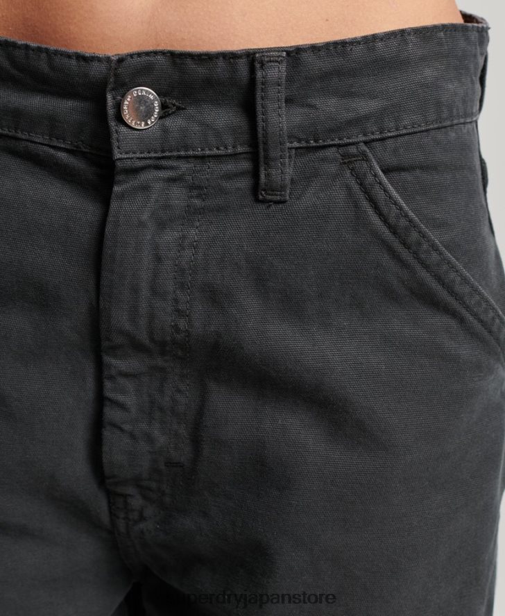 オーガニックコットン ヴィンテージ ワイド カーペンター パンツ 女性 Superdry 衣類 濃い灰色 2J62PZ2557