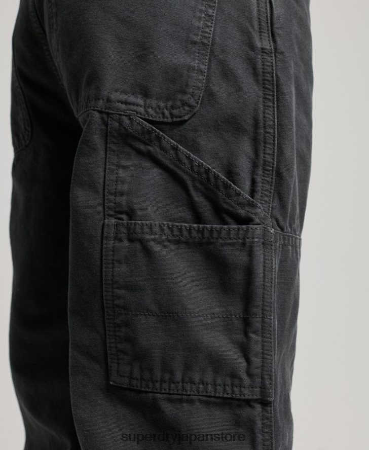 オーガニックコットン ヴィンテージ ワイド カーペンター パンツ 女性 Superdry 衣類 濃い灰色 2J62PZ2557