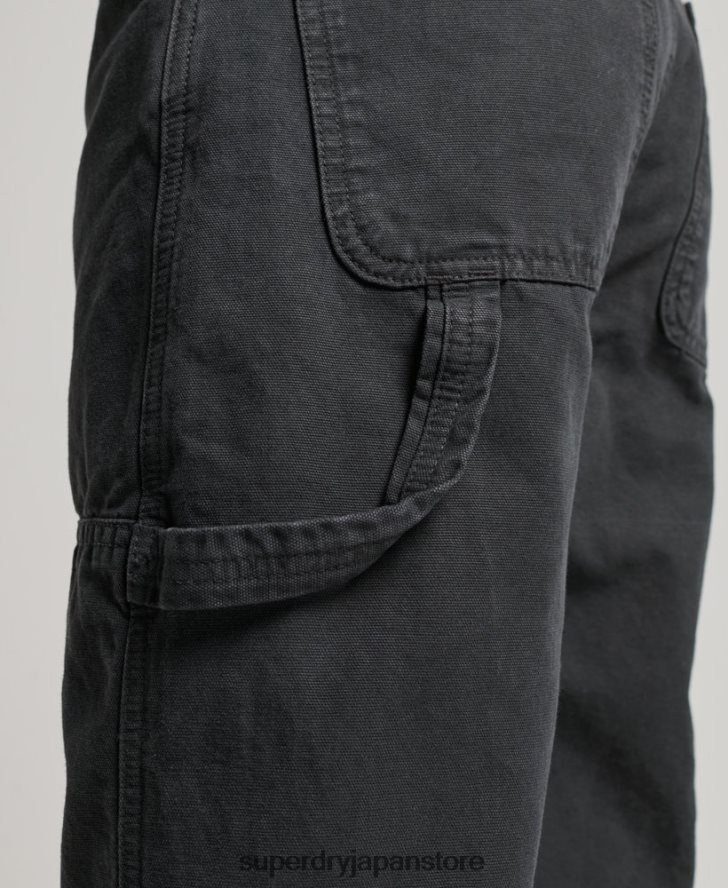 オーガニックコットン ヴィンテージ ワイド カーペンター パンツ 女性 Superdry 衣類 濃い灰色 2J62PZ2557