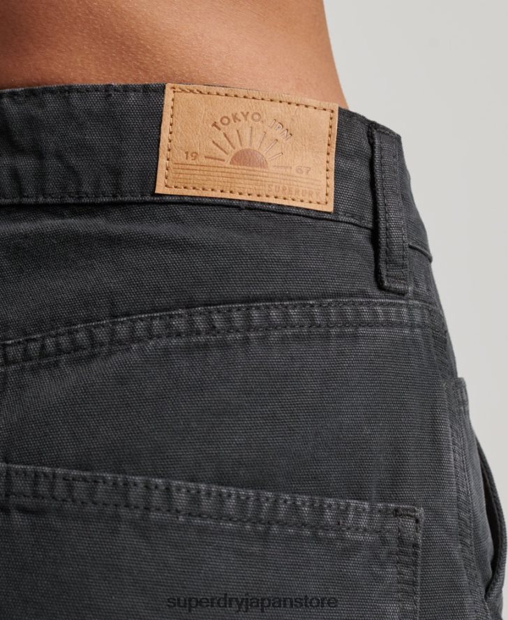 オーガニックコットン ヴィンテージ ワイド カーペンター パンツ 女性 Superdry 衣類 濃い灰色 2J62PZ2557