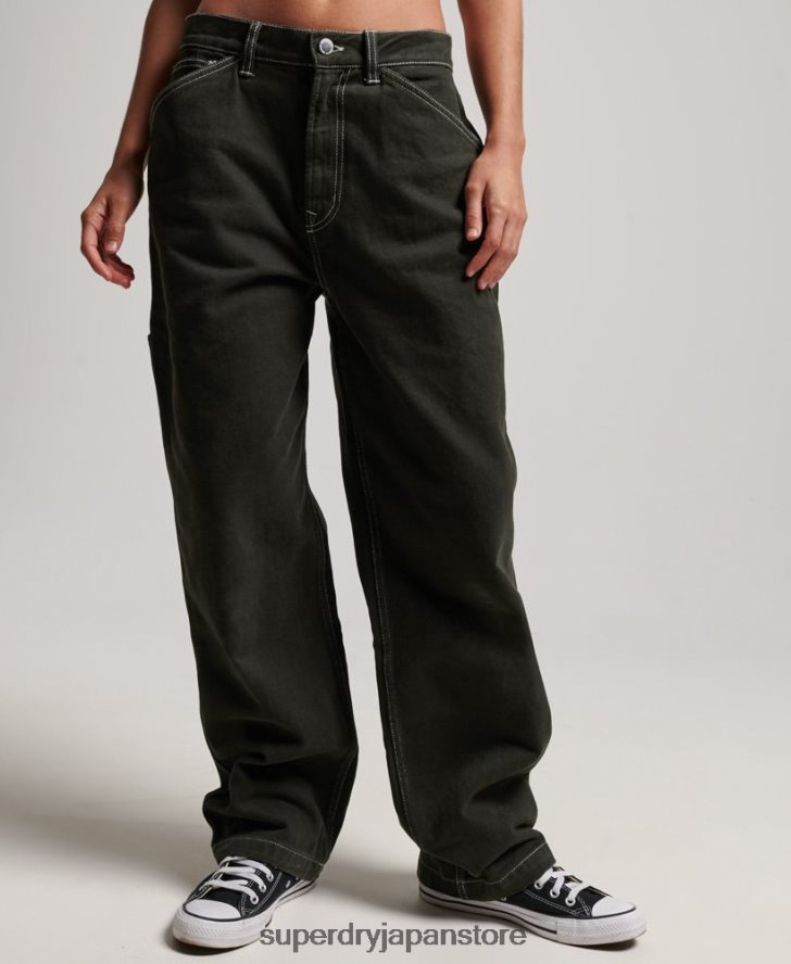 コントラストのあるカーペンターパンツ 女性 Superdry 衣類 緑 2J62PZ2558