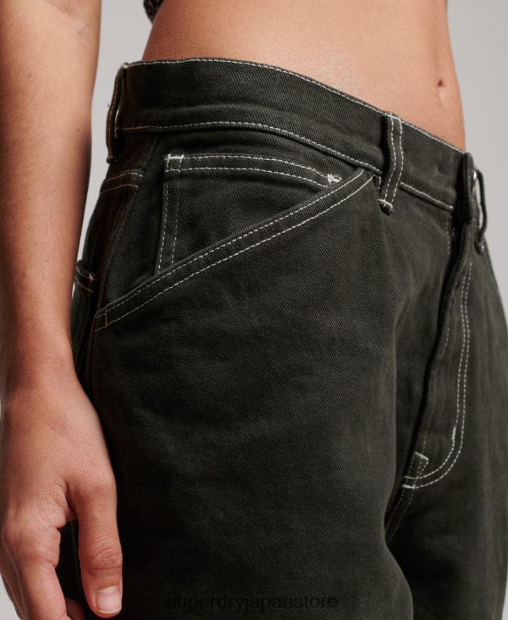 コントラストのあるカーペンターパンツ 女性 Superdry 衣類 緑 2J62PZ2558