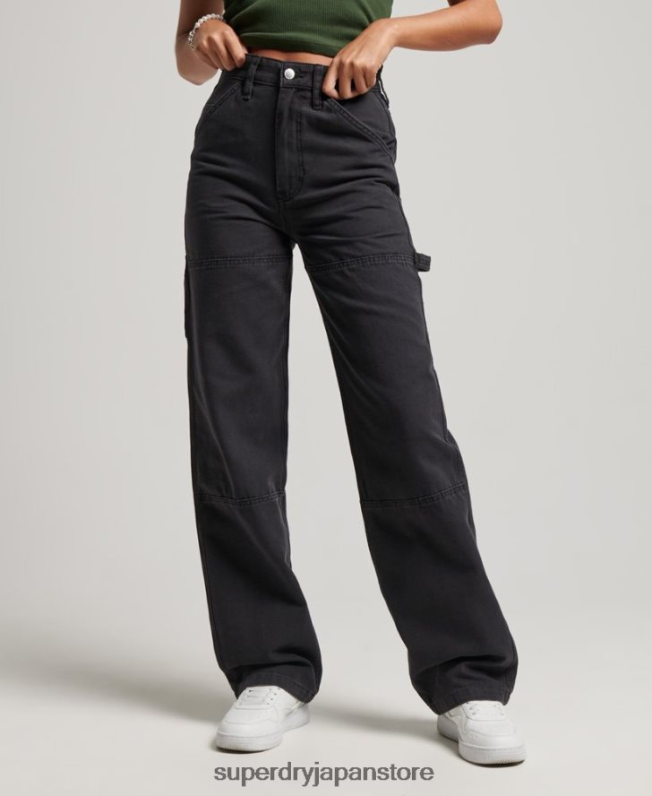ワイドレッグカーペンターパンツ 女性 Superdry 衣類 黒 2J62PZ2559