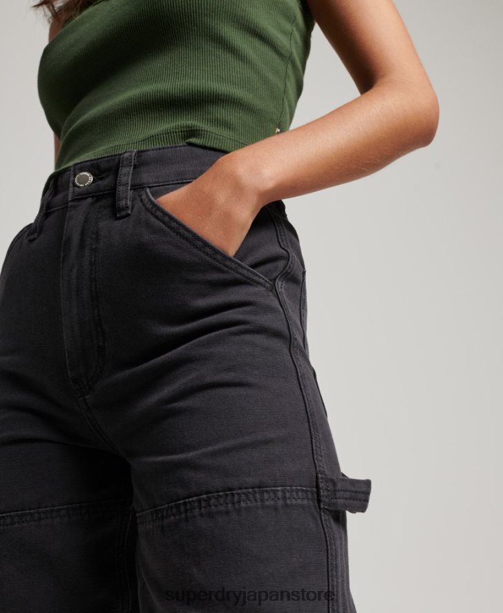 ワイドレッグカーペンターパンツ 女性 Superdry 衣類 黒 2J62PZ2559