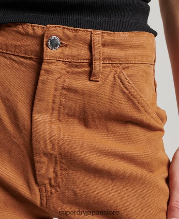 オーガニックコットン ヴィンテージ ワイド カーペンター パンツ 女性 Superdry 衣類 茶色 2J62PZ2561