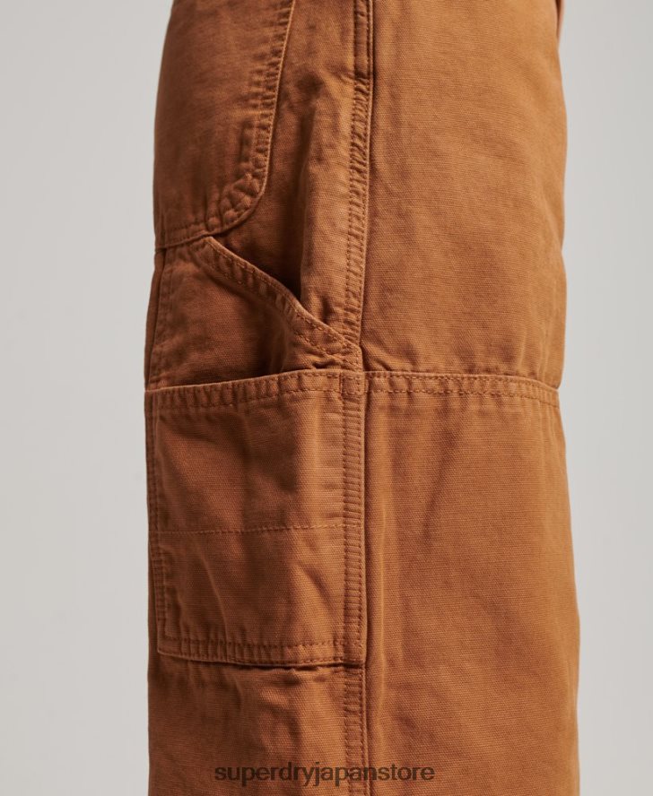 オーガニックコットン ヴィンテージ ワイド カーペンター パンツ 女性 Superdry 衣類 茶色 2J62PZ2561