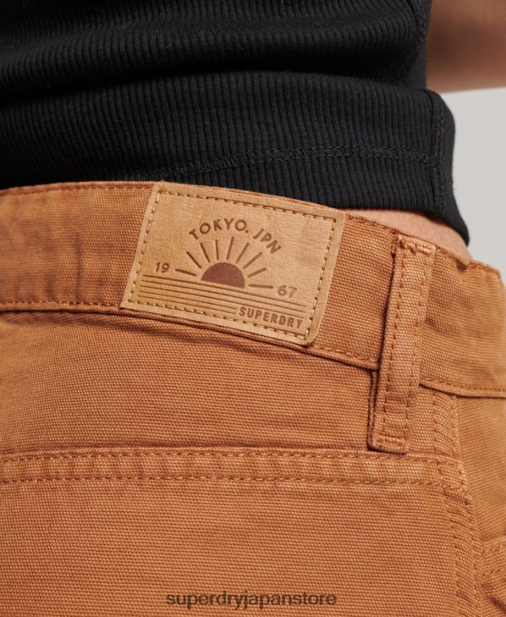 オーガニックコットン ヴィンテージ ワイド カーペンター パンツ 女性 Superdry 衣類 茶色 2J62PZ2561