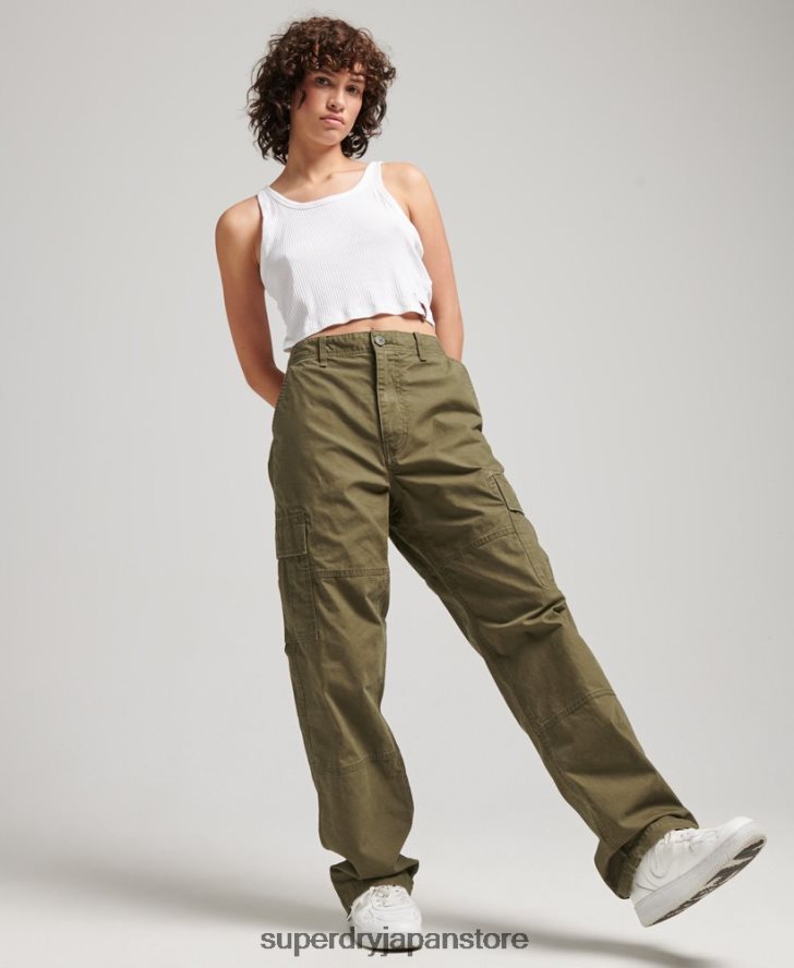 オーガニックコットン バギーカーゴパンツ 女性 Superdry 衣類 カーキ 2J62PZ2562