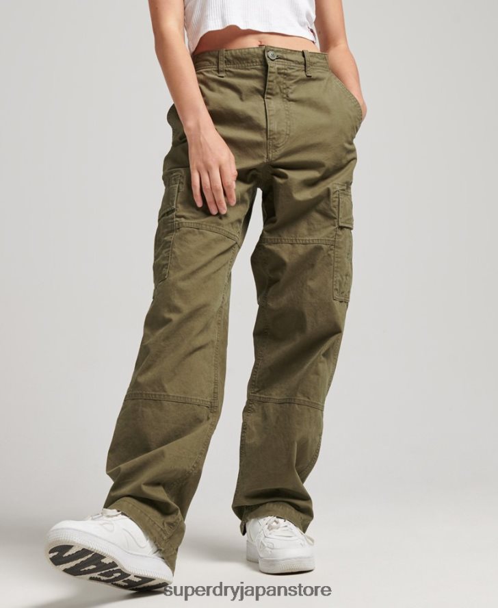 オーガニックコットン バギーカーゴパンツ 女性 Superdry 衣類 カーキ 2J62PZ2562