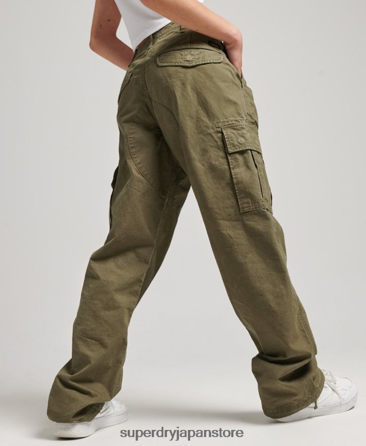 オーガニックコットン バギーカーゴパンツ 女性 Superdry 衣類 カーキ 2J62PZ2562