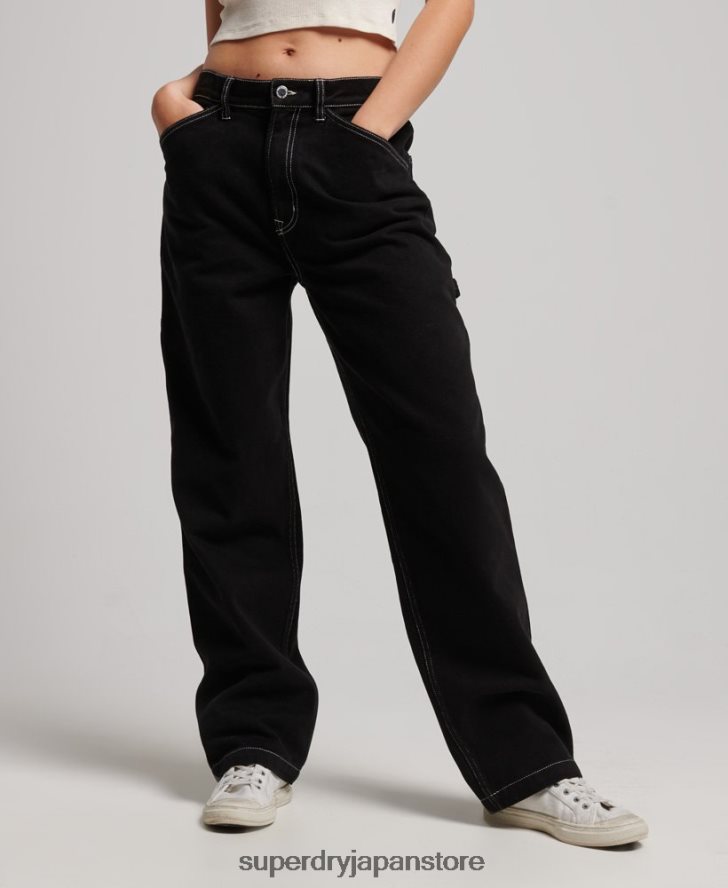 コントラストのあるカーペンターパンツ 女性 Superdry 衣類 黒 2J62PZ2564