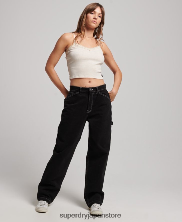 コントラストのあるカーペンターパンツ 女性 Superdry 衣類 黒 2J62PZ2564