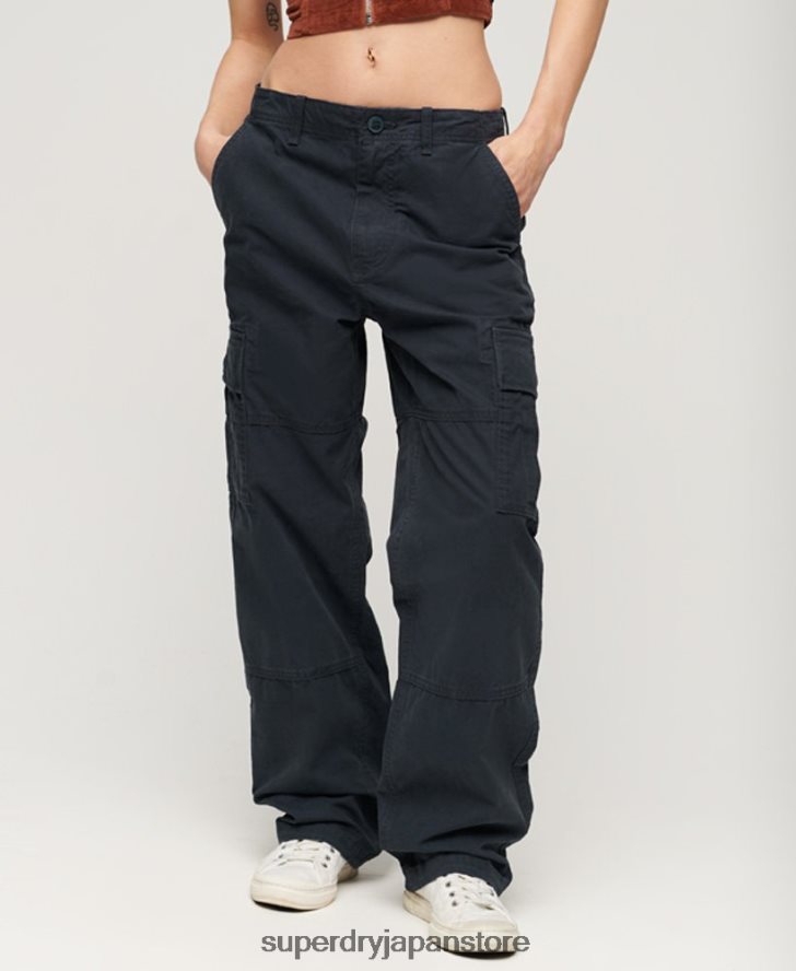 オーガニックコットン バギーカーゴパンツ 女性 Superdry 衣類 海軍 2J62PZ2566