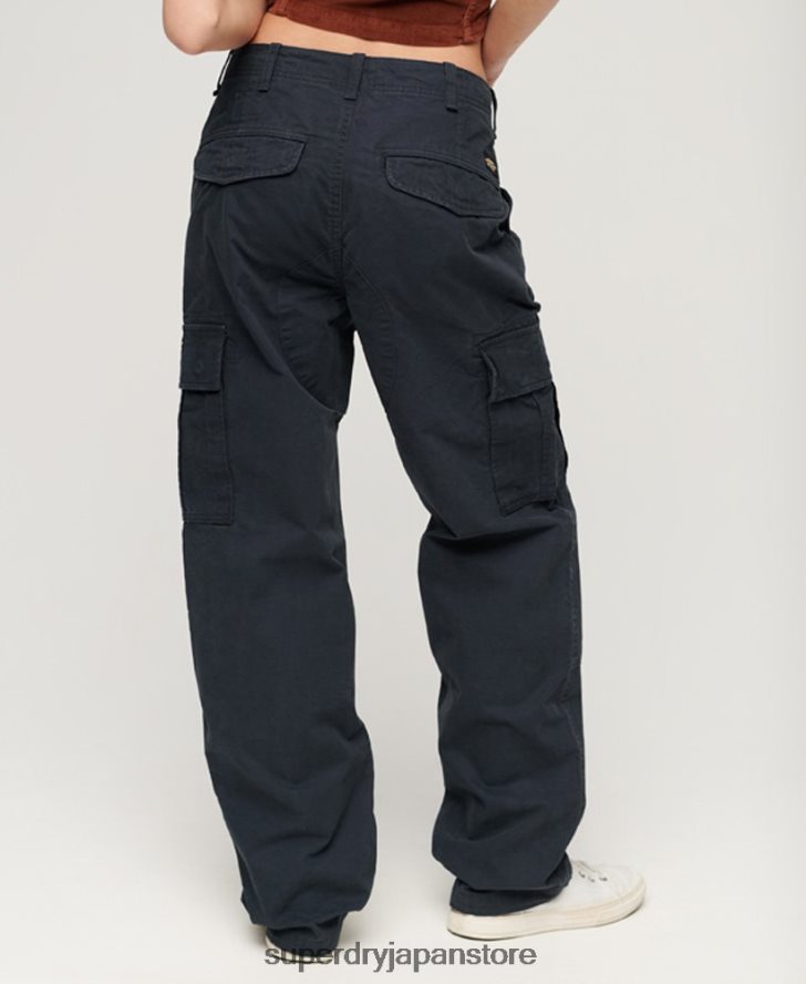 オーガニックコットン バギーカーゴパンツ 女性 Superdry 衣類 海軍 2J62PZ2566