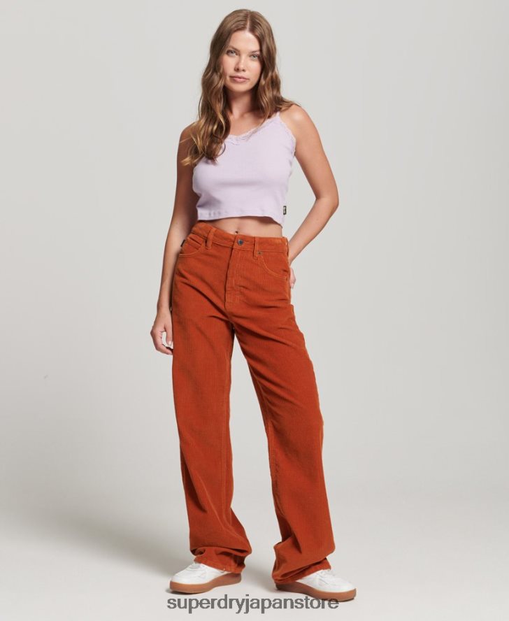 ヴィンテージ ワイドレッグ コード パンツ 女性 Superdry 衣類 茶色 2J62PZ2570