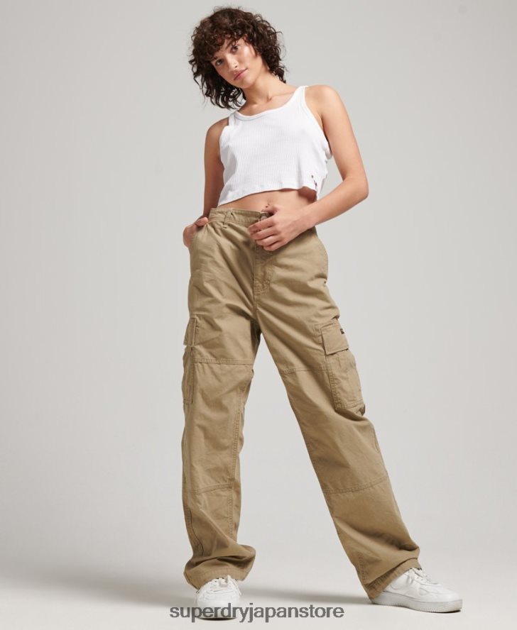 オーガニックコットン バギーカーゴパンツ 女性 Superdry 衣類 ベージュ 2J62PZ2571