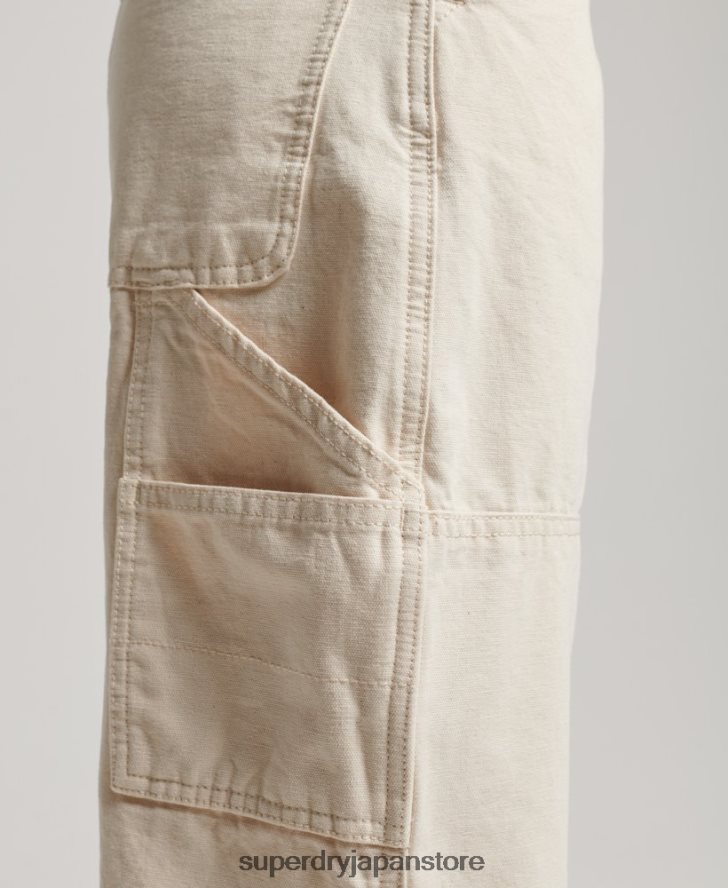 オーガニックコットン ヴィンテージ ワイド カーペンター パンツ 女性 Superdry 衣類 クリーム 2J62PZ2573
