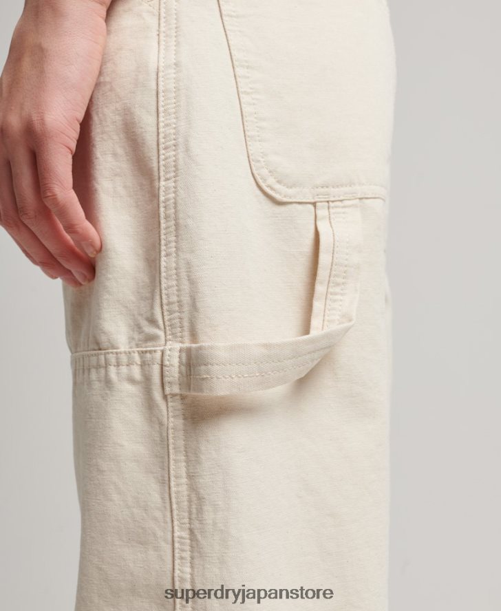オーガニックコットン ヴィンテージ ワイド カーペンター パンツ 女性 Superdry 衣類 クリーム 2J62PZ2573
