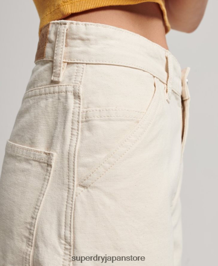 オーガニックコットン ヴィンテージ ワイド カーペンター パンツ 女性 Superdry 衣類 クリーム 2J62PZ2573